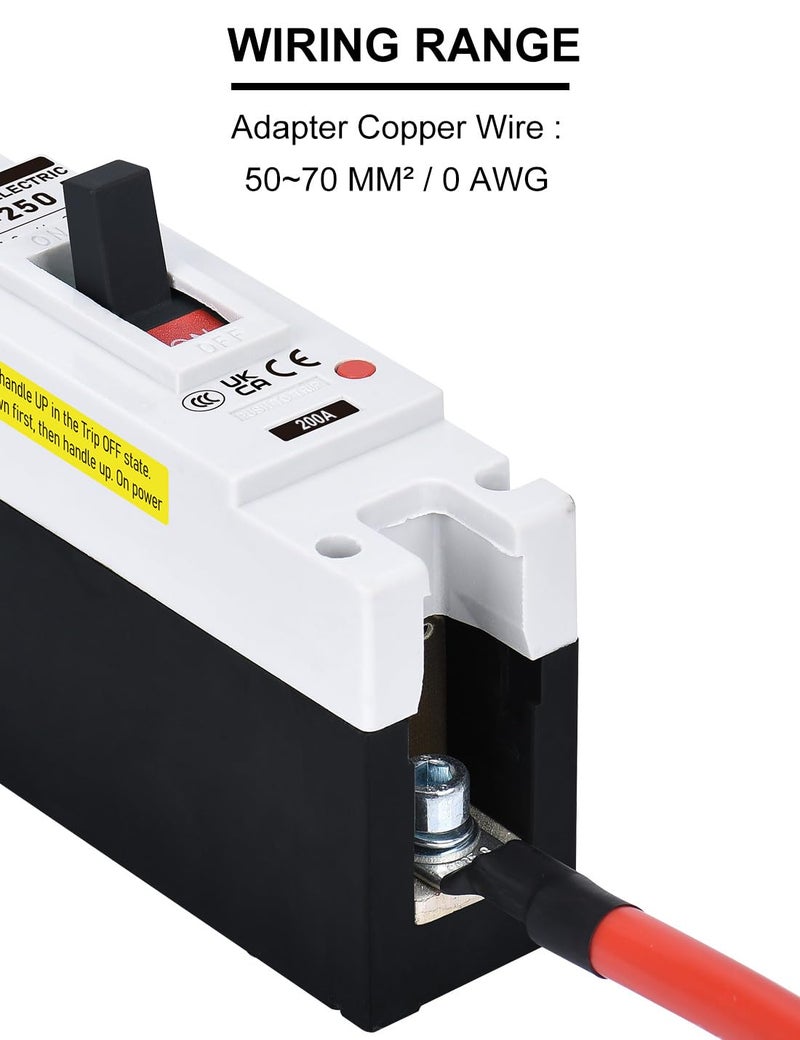 DIHOOL 200 Amp DC Breaker, 240V Battery Disconnect Switch, Thermal Magnetic Trip for Main Power Station Solar System, UPS - Image 5